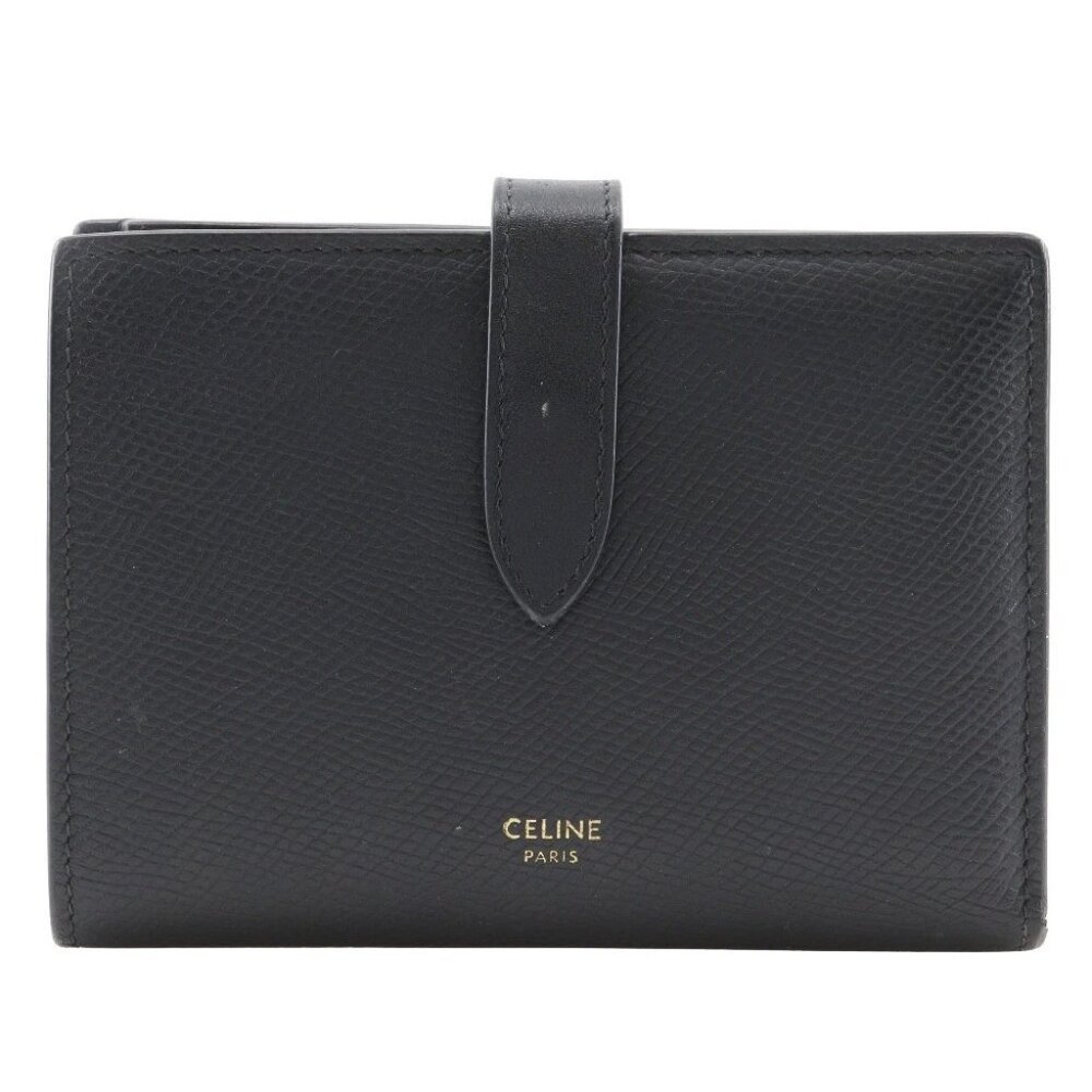 CELINE Medium strap wallet Bi-Fold Wallet black Calfskin Women - Picture 2 of 13